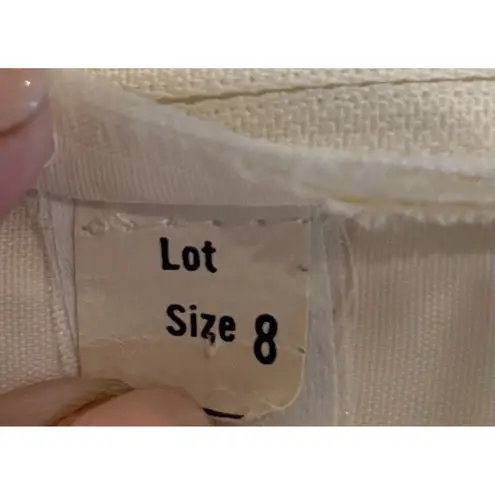 Made In USA Ivory Satin White Lace Dress Size 8 Vintage 1980s