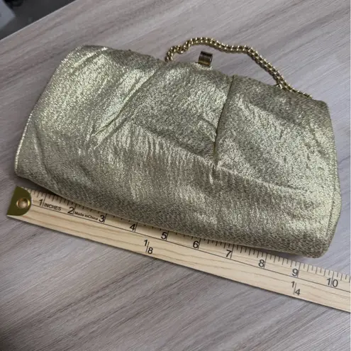 Vintage Gold Lame Evening Handbag Purse Kiss Clasp Clutch