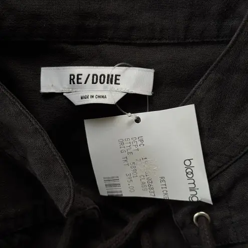 RE/DONE Pirate Cropped Long Sleeve Top Washed Black Size Small NWT