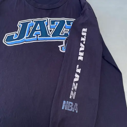 Nba Vintage  Utah Jazz Blue Purple Long Sleeve Basketball Graphic T-shirt