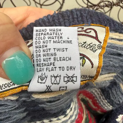 VTG Y2K Heirloom Collectives Mixed Media Patchwork Fair Isle Christmas Cardigan Red Size M