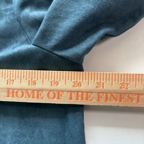 IC by Connie K Teal Blue Faux Suede Asymmetrical Hem Jacket Small