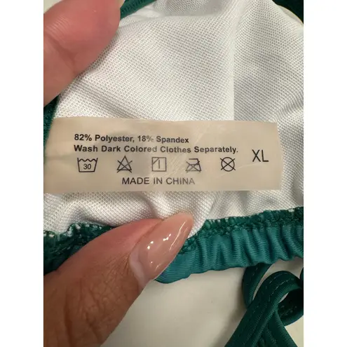 Unbranded Green Tropical Floral 3 Piece Triangle String Bikini Swimsuit Set XL