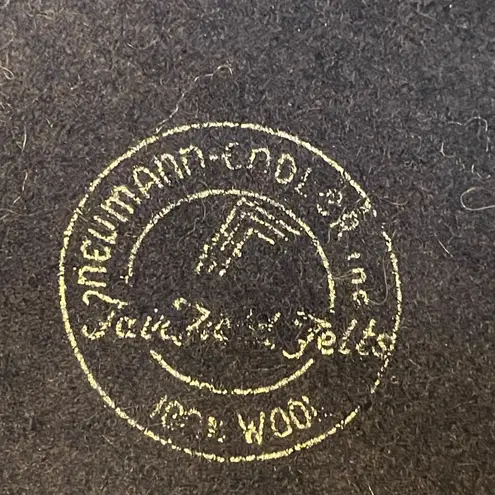 Neumann Endler 100% Wool Navy Blue Rhinestone Hat Fair Field Felts Cloche VTG Tan