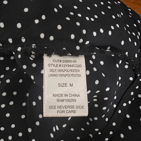 Row A Women's Black & White Polka Dot Puff Long Sleeve Blouse Top Size M Size M