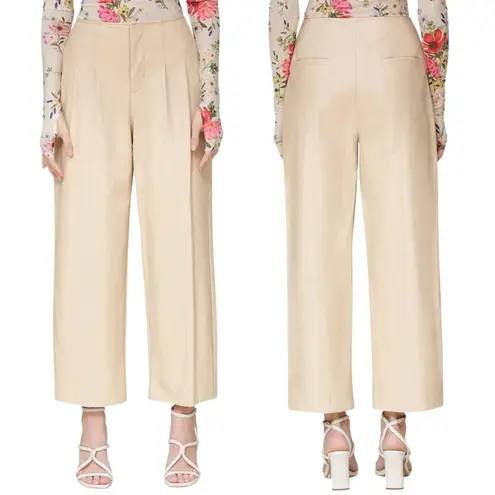 Avec Les Filles Barrel Pleated Faux Leather Pants Womens 2 Ivory Vegan Chic NWOT