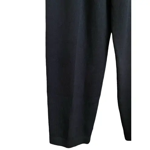 St. John Evening Santana Knit Pleated Pants Size 10 Black Pullon Wool Blend