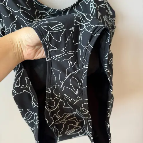 DKNY ‎ Women's Black and White Starburst One Piece Bathing Suit Size Large