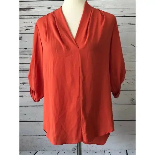 NWT Mossimo Roll Tab Sleeve Shirt Blouse Orange Small Orange Career Womens