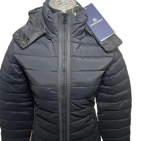 WHITESKY Women's Down Jacket XXS – Waterproof, 650+ Fill, Removable Hood Black