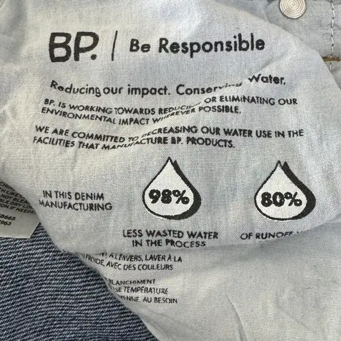 BP B.P. SZ 29 Mom Jeans Embroidered Zip-Fly High-Rise Medium Wash Rigid Denim Blue
