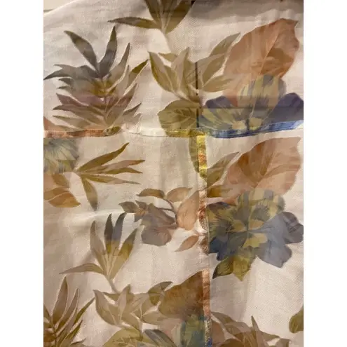 Elementz Sheer Floral Blouse 3/4 Sleeve Button Down Shirt Top Cream Size M