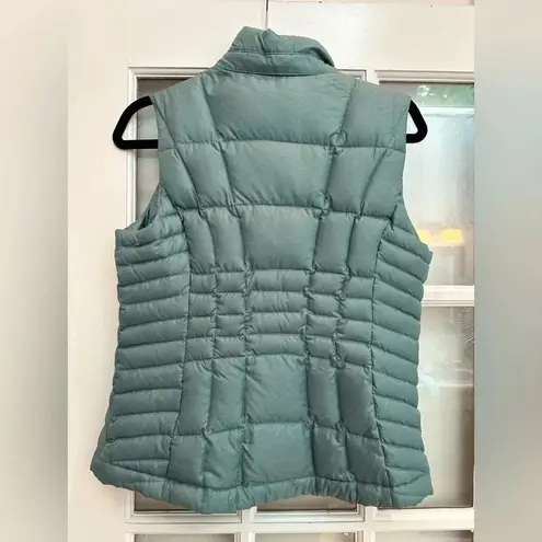 Eddie Bauer  Smokey Teal Goose Down Quilted Puffer Vest Zip Pockets Size Small S