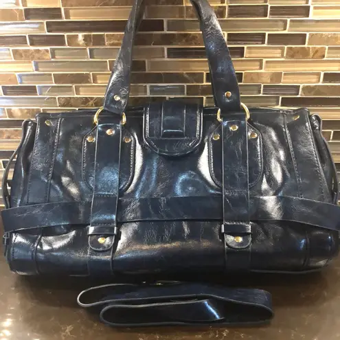 Worthington  covalt Navy Blue Gold buckle shoulder purse bag EUC‎