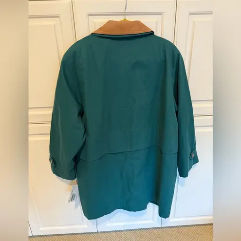 London Fog NWT Vintage Coat Jacket Size 14 Petite Dark Teal Leather Collar Barn