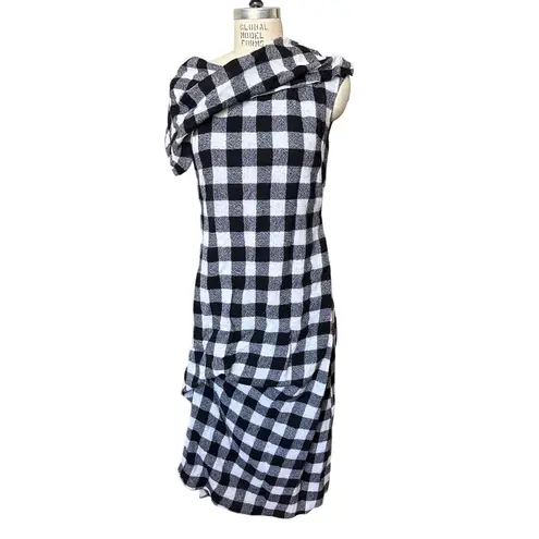 Morgane Le Fay Rodin Dress in Wool Buffalo Check Size Large Black