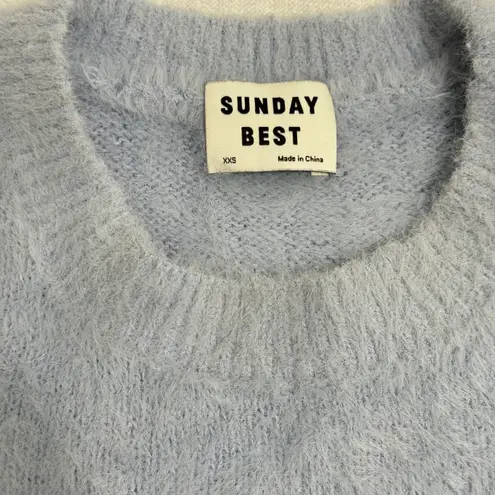 Aritzia Sunday Best Baby Blue Kitten Fuzzy Crop Sweater XXS