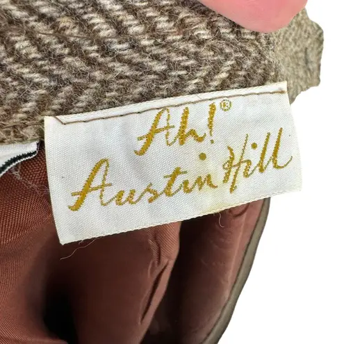 Ah! Austin Hill Brown Cream Chevron 100% Pure Wool Lined Midi Skirt USA Size 8