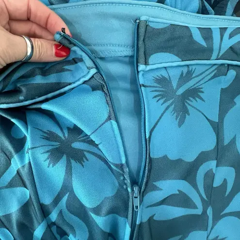 VTG Y2K 90s Sz 10 Asymmetric Dress Fairy Midi HOCO Floral Mesh Strapless Ruffle Blue