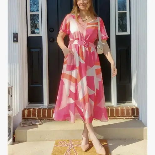 Zesica Womens Floral Print Dresses Short Sleeve V