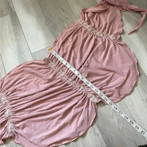 Draped Tie Skirt floral applique mini womens Pink (one size) swim festival boho Size undefined