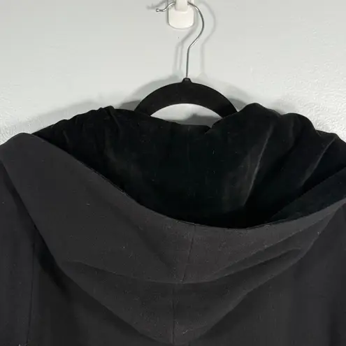VTG Black Wool Hooded Velvet Trim Long Coat Witchy Dark Academia Core Gothic 12