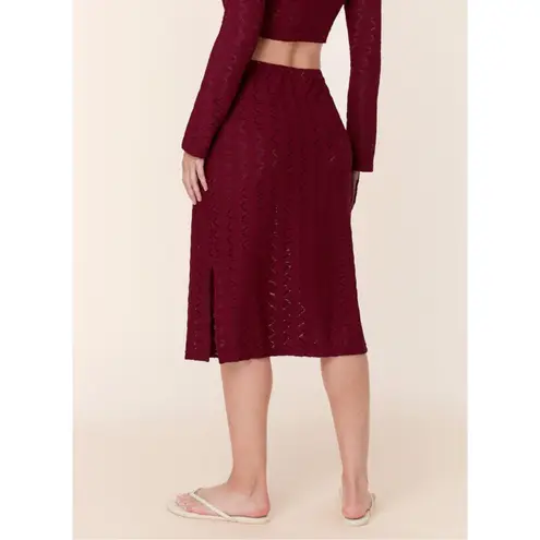 ANDIE Swim The Crete Coverup Skirt Scallop Crochet in Syrah Maroon Purple NWT