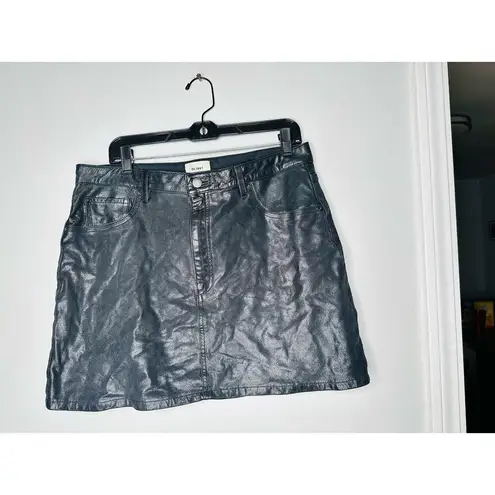 DL1961 Black 100% Leather Alma Front Button Mini Skirt Size 32
