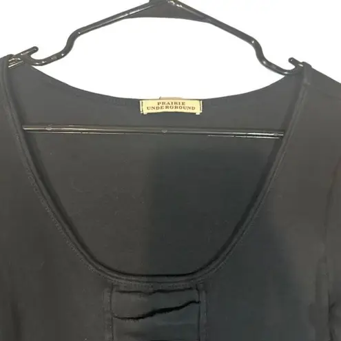 Prairie Underground Black Long Sleeve Layered Front Bodycon Dress Women Sz S