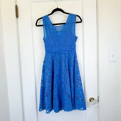 Moulinette Soeurs | Anthropologie Liliflora Lace Mini SunDress in Blue $189 Sz 6