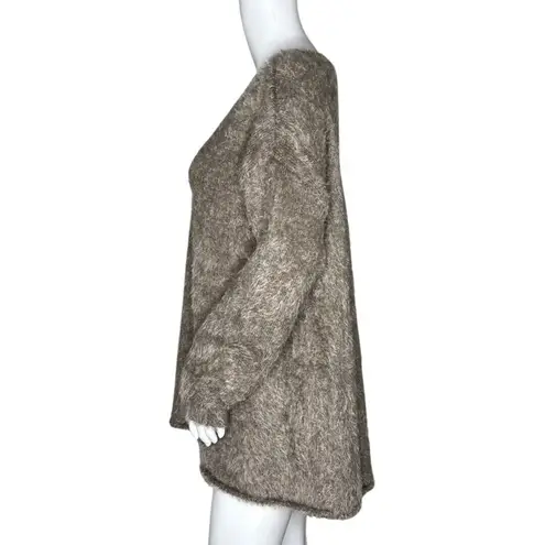 Soft Surroundings Sweater Womens Large Taupe Metallic Fuzzy Eyelash Knit Casual