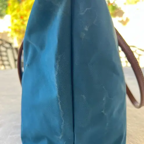 Longchamp  teal “Le Pilage” canvas tote bag serial number 1133332