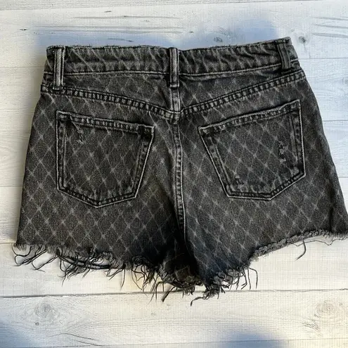 Alexander Wang  X Denim Faded Black Net Print Bite High Waist Cut Off Shorts 25 - Image 8
