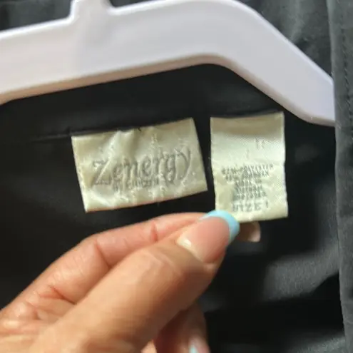 Black Utility Jacket with Collared Neckline and Long Sleeves Size 1