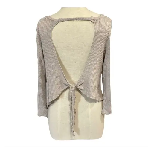 West of Melrose  Gray Open Back Long Sleeve Knit Top