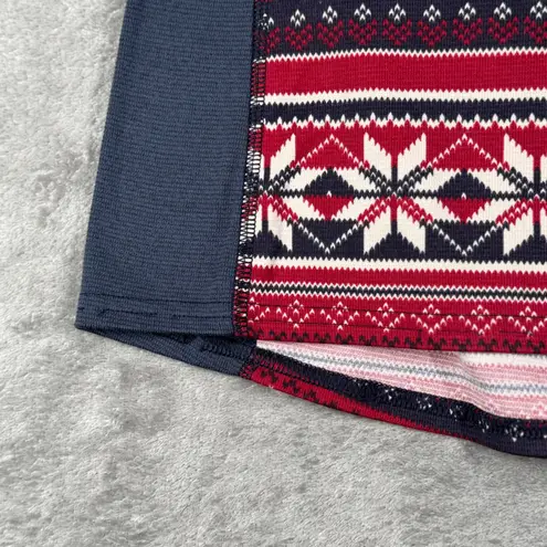 L.L. Bean 1/4 Zip Pullover Top Womens S Fair Isle Red Gray Cottagecore Gorpcore Size XS