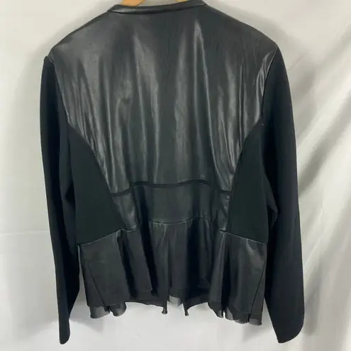 Chico's  Faux Leather Peplum Jacket Black Size XL