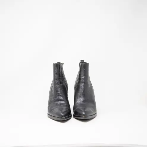 Marc Fisher LTD Alva Stacked Wood High Heel Pointy Toe Ankle Booties Shoes Black