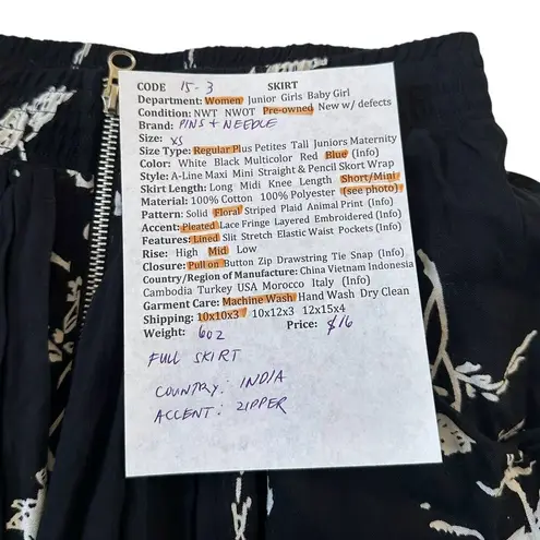 Pins and Needles Blue Floral Lined Pleated Skirt Women Size XS | 15