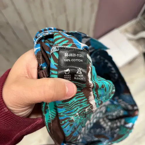 Retro Watcher Psychedelic 70s Cotton Low Rise Flare Pants Y2K Blue Festival 34 Size M