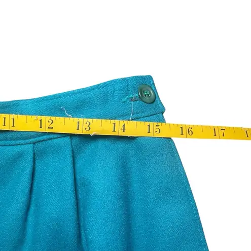 Pendleton 100% Virgin Wool Teal Pencil Skirt Button Close Pockets Made In USA 14