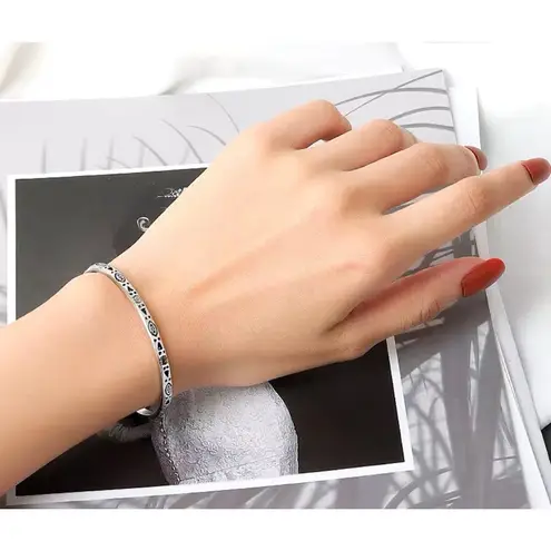 Boutique NEW Engraved 925 Sterling Silver Adjustable Cuff‎ Bracelet