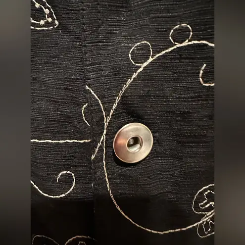 carole little Black & Cream Floral Embroidery Jacket Sz 3X Heavy Silver …