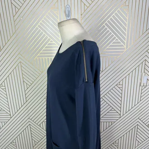 Hobbs London Navy Blue Zip Shoulder Pocket Shift Dress Size US 6