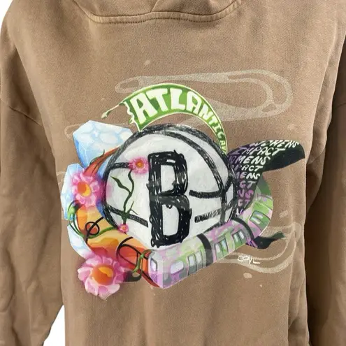 Cross Over Brown Graphic Print Long Sleeve Hoodie Hooded Sweater Sweatshirt Sz L Size L - Image 3