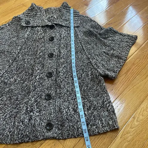 Chunky Marled Knit Button Front Cardigan Sweater Coat Gray Brown Women's L