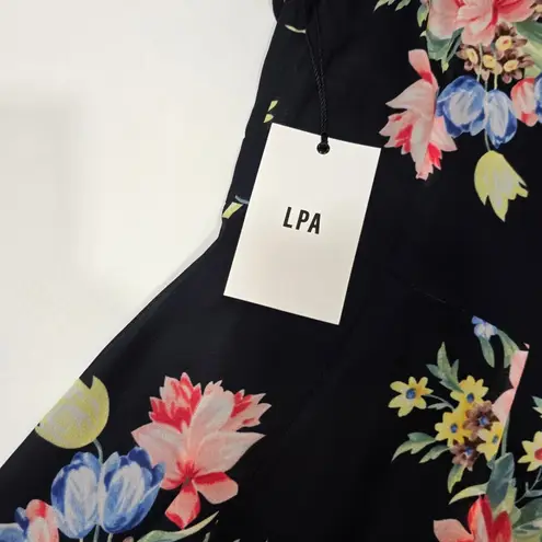 LPA Button Up Midi Dress in Midnight Roses XXS