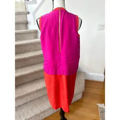 Carlisle Per Se Linen & Silk Hot Pink & Red Sheath Dress