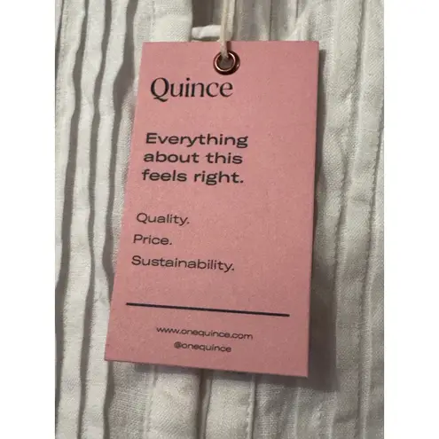 Quince European Linen Pleated Button Front Sleeveless Midi Dress White M New