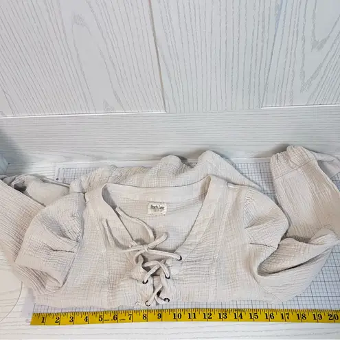 Peach Love California Peach Love Shirt Women Small Beige Cotton Corset Princess Whimsigoth Medieval